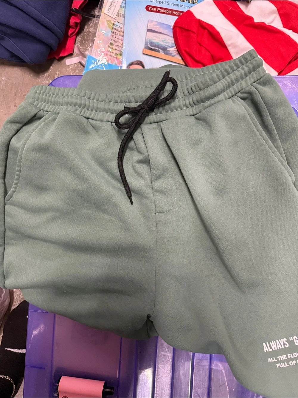 Kids Olive Green Sweatpants with Positive Message